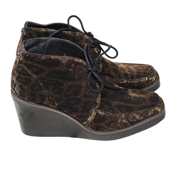 Donald Pliner Dakota Shimmer Womens Leopard Print Lace Up Wedges Size US 6 M - Picture 6 of 13